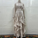 Lotus Tier Ruffle Evening Dress
