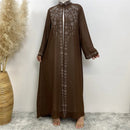 Luxury Rhinestone Chiffon Open Abaya Kimono Dress
