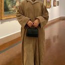 Fall Oversized Corduroy Open Abaya Jacket with Pockets