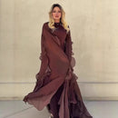 Bella Ruffled Cape Evening Dress