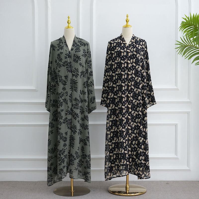 Spring Floral Open Abaya (with Matching Hijab)
