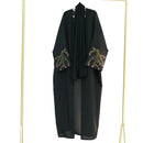 Floral Vines Embroidered Open Abaya Kimono Dress