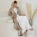 Namira Satin Diamond Cuff Sleeve Embellished Maxi Abaya Set (2 Piece Set)