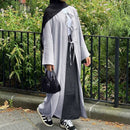 Fatiha Front Tie Strings Crepe Kimono Open Abaya