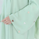 Heart Shape Embroidered Open Abaya Kimono Dress