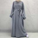 Fariha Flared Ruffle Sleeve Satin Maxi Dress