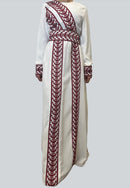 The Modern Red Tatreez Embroidered Feather Wrap Palestinian Thobe