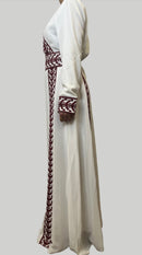 The Modern Red Tatreez Embroidered Feather Wrap Palestinian Thobe