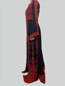 Dhuha Red Tatreez Embroidered Palestinian Kaftan Thobe (2 Piece Set)