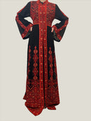 Dhuha Red Tatreez Embroidered Palestinian Kaftan Thobe (2 Piece Set)