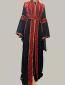 Eve Red Tatreez Embroidered Palestinian Kaftan Thobe (3 Piece Set)