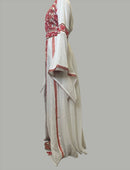 Eve Red Tatreez Embroidered Palestinian Kaftan Thobe (3 Piece Set)