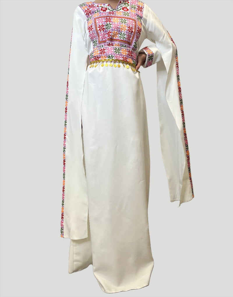 Jamila Colorful Tatreez Embroidered Palestinian Thobe Dress Jamila Colorful Tatreez Embroidered Palestinian Thobe Dress