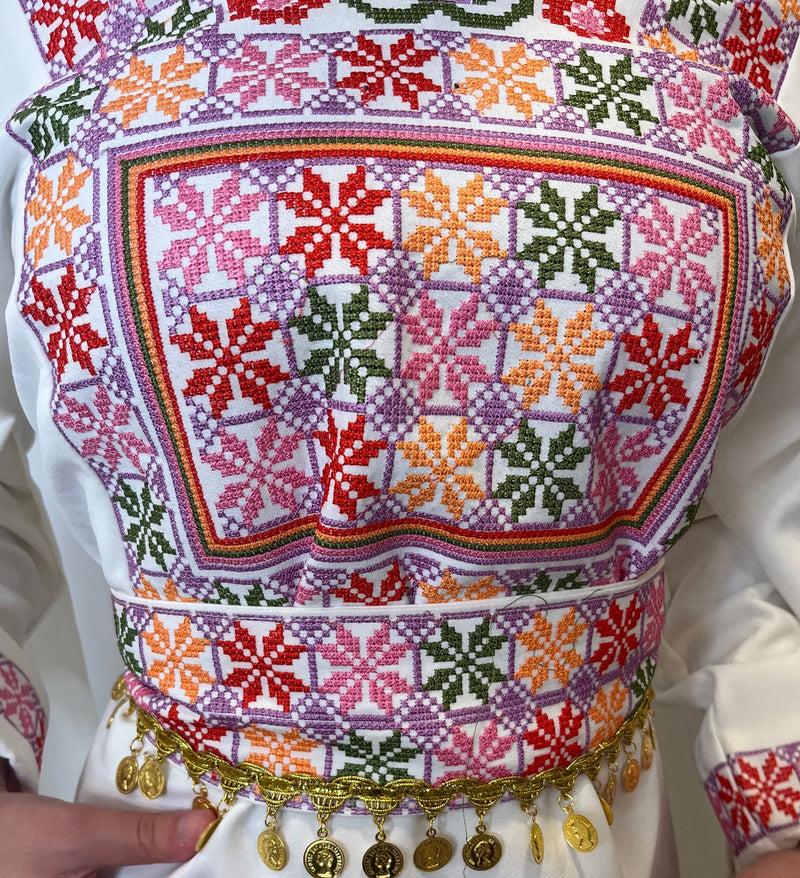 Jamila Colorful Tatreez Embroidered Palestinian Thobe Dress