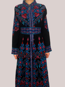 Fatima Color Tatreez Embroidered Palestinian Kaftan Thobe (3 Piece Set)