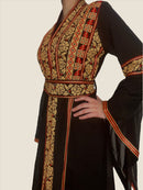 Eve Red Tatreez Embroidered Palestinian Kaftan Thobe (3 Piece Set)
