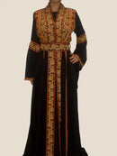 Eve Red Tatreez Embroidered Palestinian Kaftan Thobe (3 Piece Set)