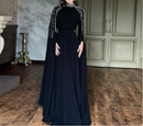 Luxury Embellished Chiffon Cape Shawl Evening Dress