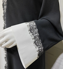Mona Monochrome Contrast Lace Edge Open Abaya