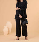 Silk Solid Plain Collar Neck Coord set