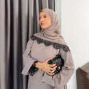 Lara Lace Edge Closed Abaya Maxi Dress (includes Matching Hijab)