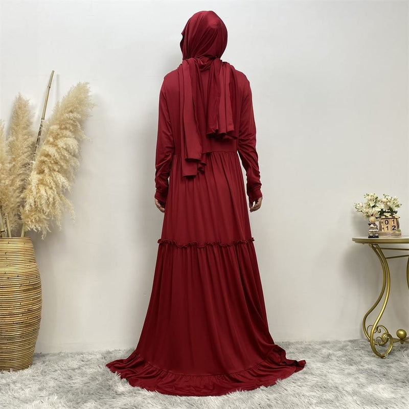 Maternity & Nursing Essential Front Zipper Ruffles Maxi Dress