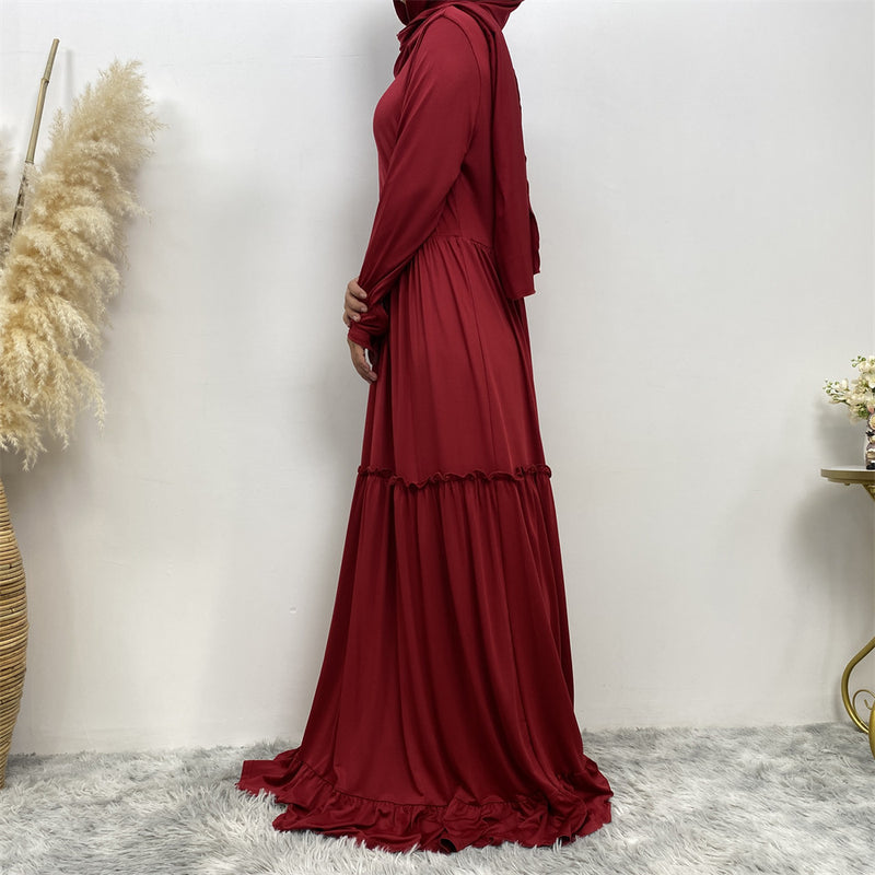 Maternity & Nursing Essential Front Zipper Ruffles Maxi Dress