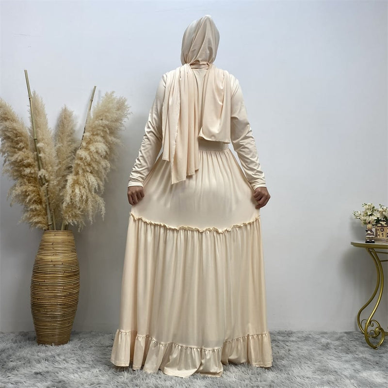 Maternity & Nursing Essential Front Zipper Ruffles Maxi Dress