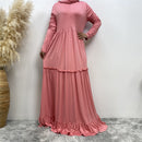 Maternity & Nursing Essential Front Zipper Ruffles Maxi Dress