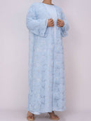 Ethereal Bloom Mesh Open Abaya (Handmade)