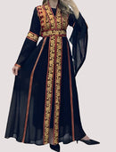 Eve Red Tatreez Embroidered Palestinian Kaftan Thobe (3 Piece Set)