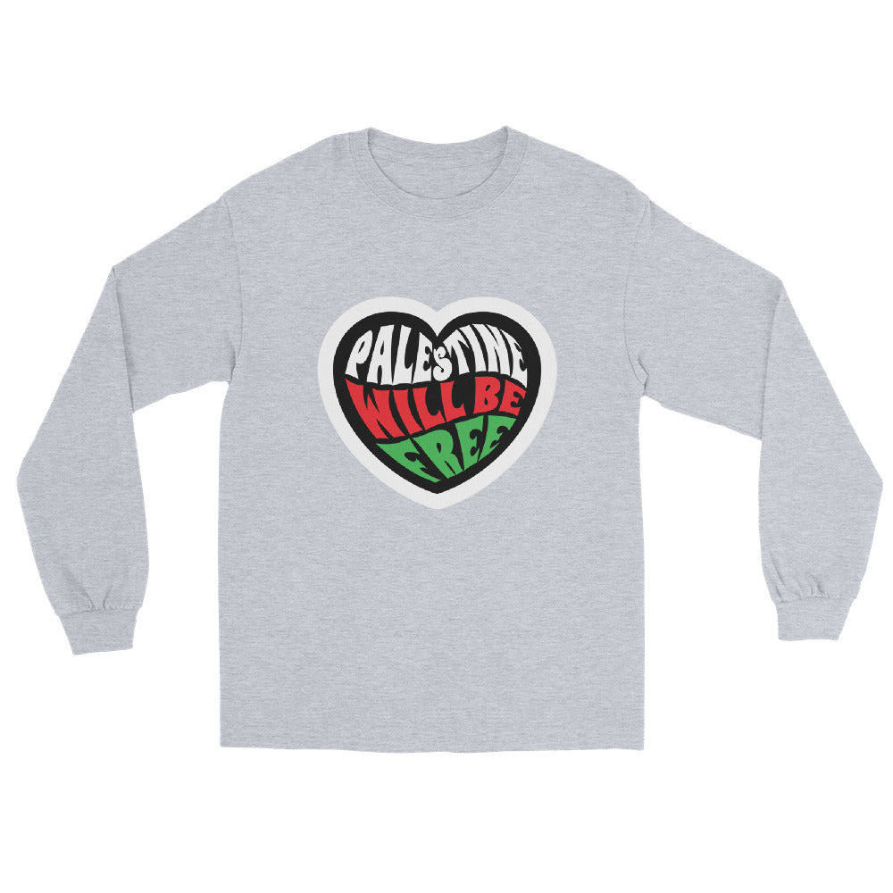 Palestine Will Be Free Printed Unisex Long Sleeve Shirt Sport Grey / L