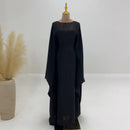Baraa Batwing Satin Sleeve Abaya Maxi Dress