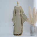 Baraa Batwing Satin Sleeve Abaya Maxi Dress