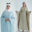 Baraa Batwing Satin Sleeve Abaya Maxi Dress