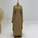 Baraa Batwing Satin Sleeve Abaya Maxi Dress