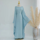 Baraa Batwing Satin Sleeve Abaya Maxi Dress