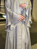 Lina Layered Sleeve Satin Maxi Abaya Set (2 Piece Set)