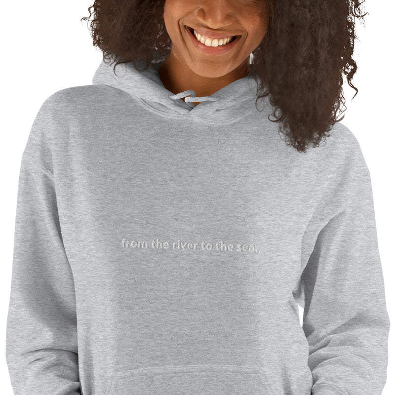 "from the river to the sea." Embroidered Unisex Hoodie