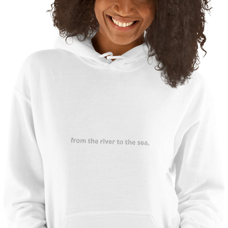 "from the river to the sea." Embroidered Unisex Hoodie