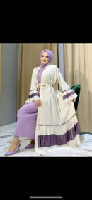 Look absolutely stunning in this frill abaya cardigan! You can style this with a slip dress or a top! 