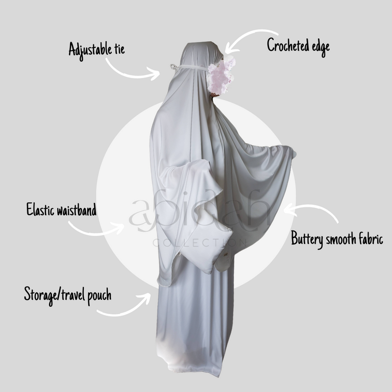 Silk Prayer Set adjustable smooth fabric white