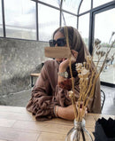 Ensemble Trois Pc Abaya Elastique Fauve