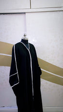 This premium textured black and white obsidian abaya is made from highest quality nidha sweat free fabric