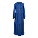 blue abaya buttoned tiered custom