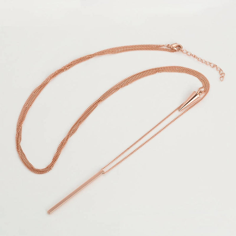 Rose Gold Glorious Bar & Spike Necklace