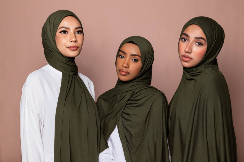 3 women Premium Jersey Hijab Yonge Olive Green