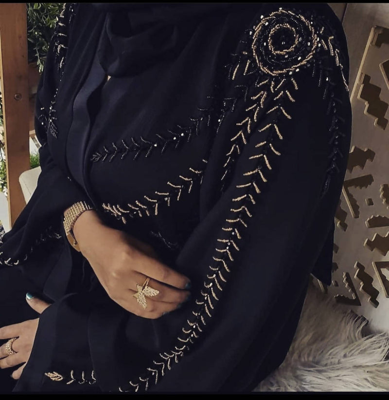 A beautiful handwork embroidered abaya available in all sizes!