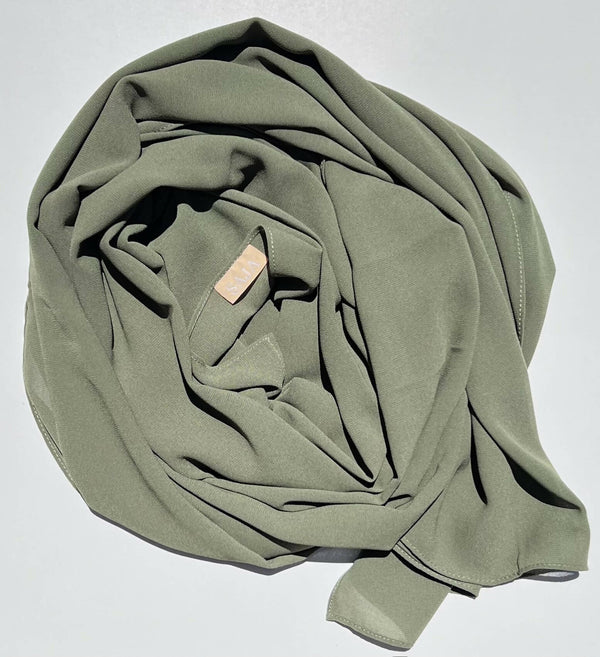 Elegant Chiffon Hijab-Olive Green