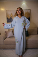 Woman in handmade Blue Jalabiya swarovski stones 